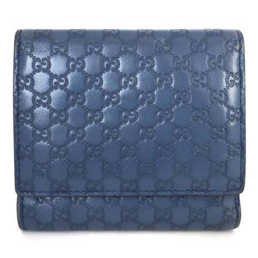 Gucci Trifold Wallet Gg Ssima Gutti Blue Bifold Micro Leather